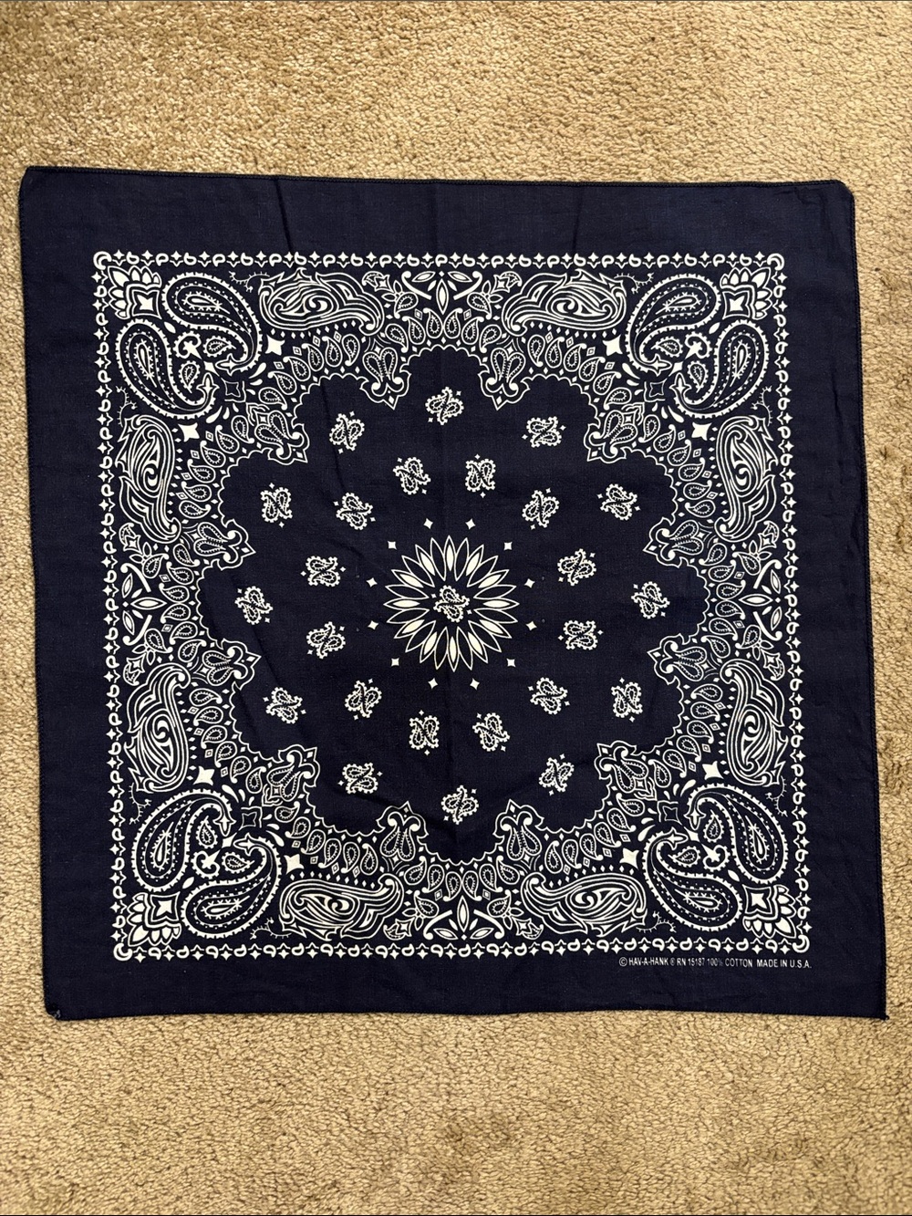 Classic Navy Paisley 100% Cotton Bandana - Navy